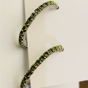 Peridot Green Crystal Hoop Earrings